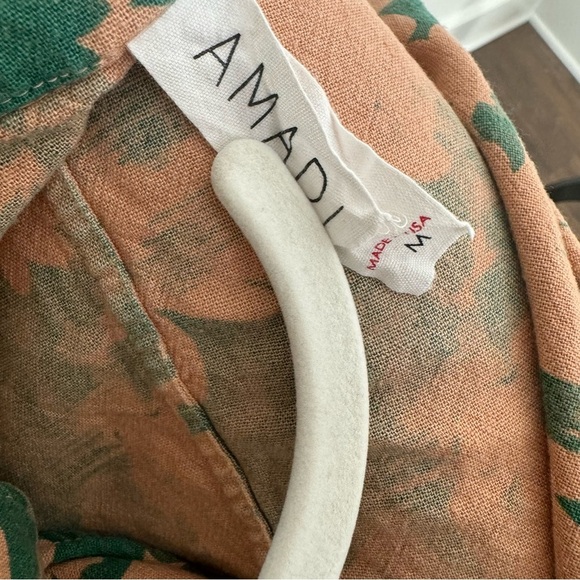 Amadi | Anthropologie | Maia Tie-Front Blouse | Linen Blend | Pink & Green | M - Picture 11 of 13